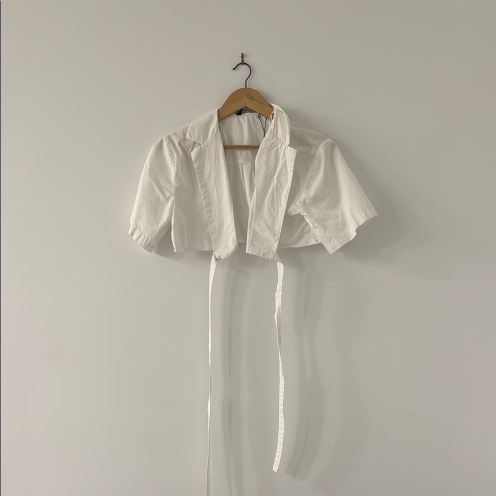 Zara Ivory Tie-Front Blouse